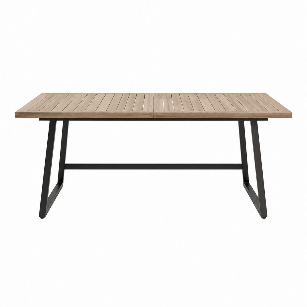 Gartentisch Braun Massives Akazienholz Stahl Rechteckig 200 x 100 x 75 cm