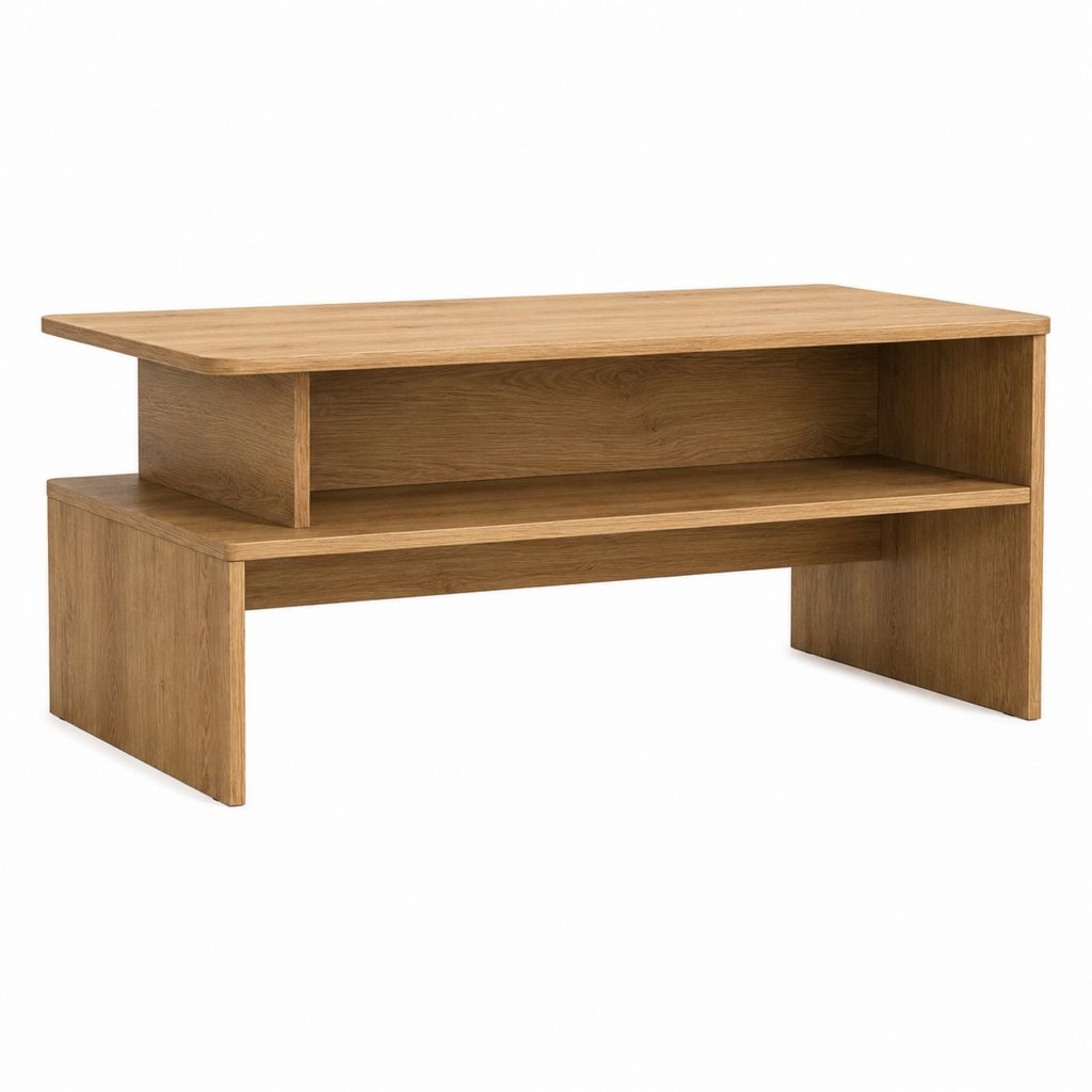Couchtisch Eiche hell MDF mit Eichenfurnier rechteckig 110 x 60 x 45 cm mit Ablagefach