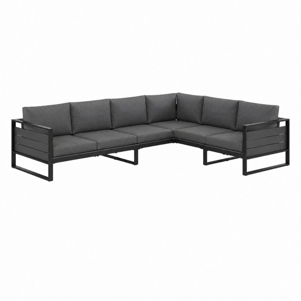 Garten Ecksofa 5-Sitzer Anthrazit Stahl Polyester L-Form 240 x 240 x 65 cm