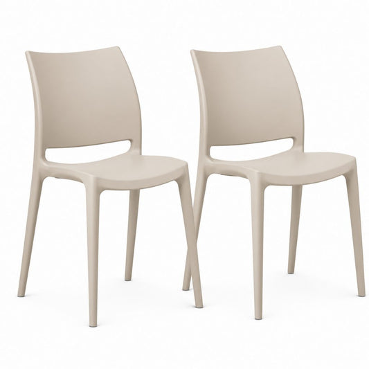 2er Set Gartenstühle Beige aus Polypropylen mit hoher Rückenlehne 82 x 45 x 53 cm