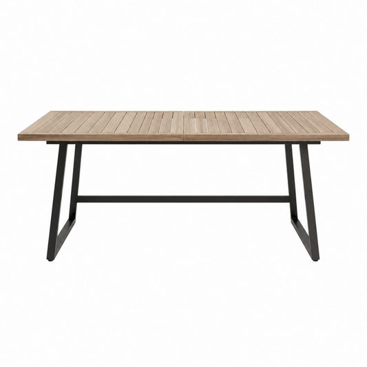 Gartentisch Braun Massives Akazienholz Stahl Rechteckig 200 x 100 x 75 cm