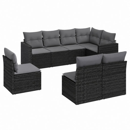 7-teiliges Gartenlounge-Set Schwarz Anthrazit aus PE-Rattan mit Polyesterpolstern 280 x 210 x 60 cm