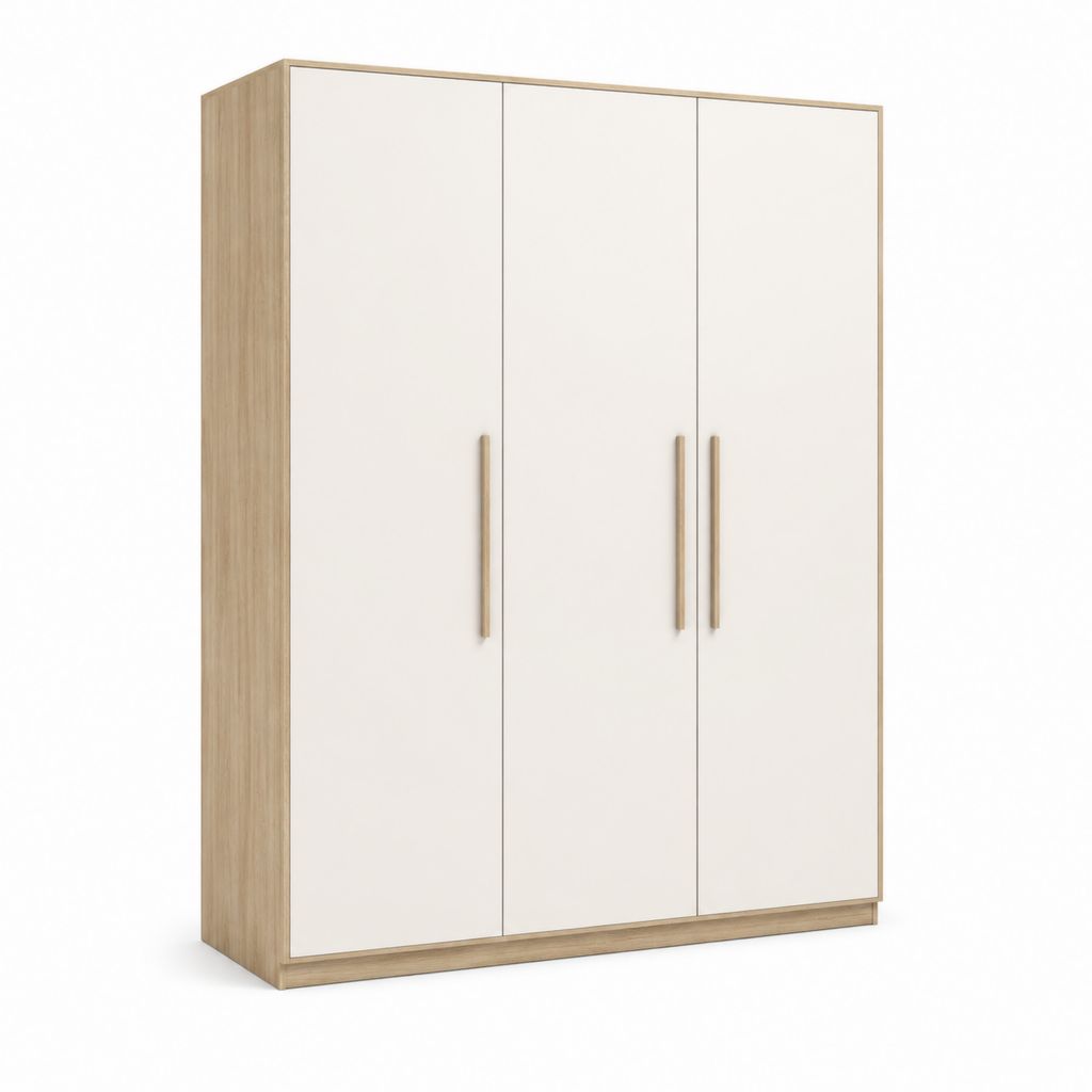 Drehtürenschrank Weiß Eiche Dekor Holzwerkstoff 135 x 52 x 195 cm