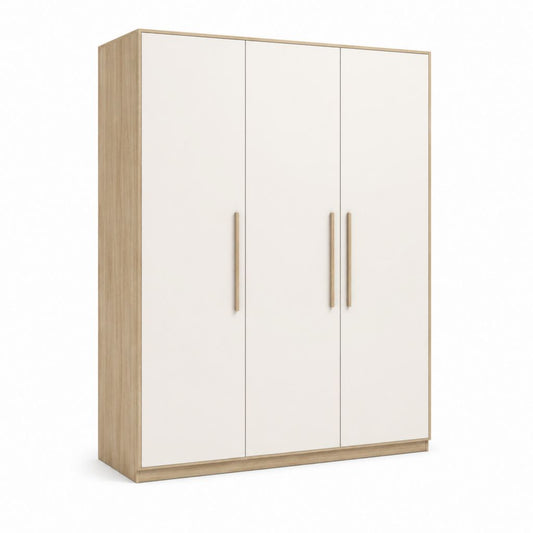 Drehtürenschrank Weiß Eiche Dekor Holzwerkstoff 135 x 52 x 195 cm