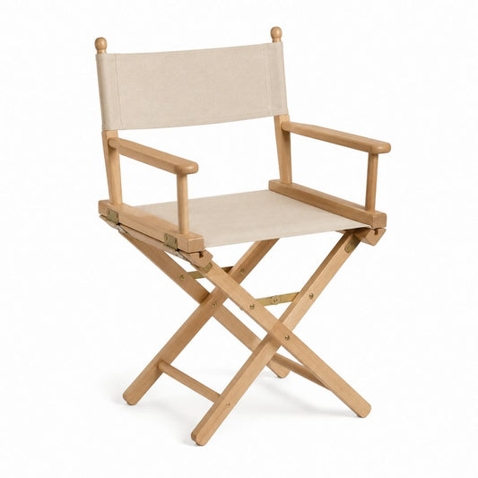 Klappbarer Gartenstuhl Beige aus Buchenholz und Baumwollgewebe 58 x 50 x 88 cm