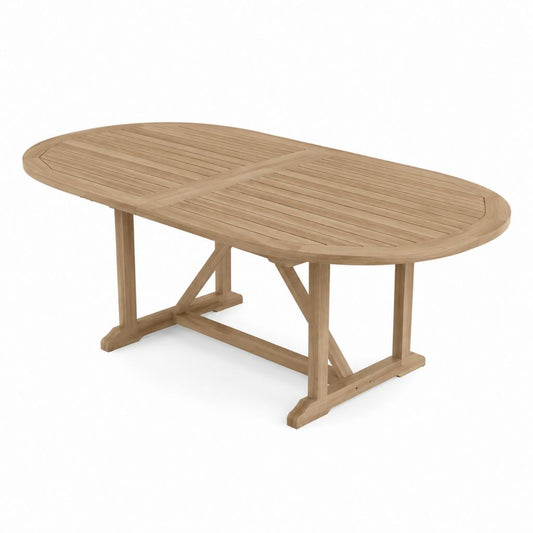 Gartentisch aus massivem Teakholz Natur oval 180 x 100 x 75 cm