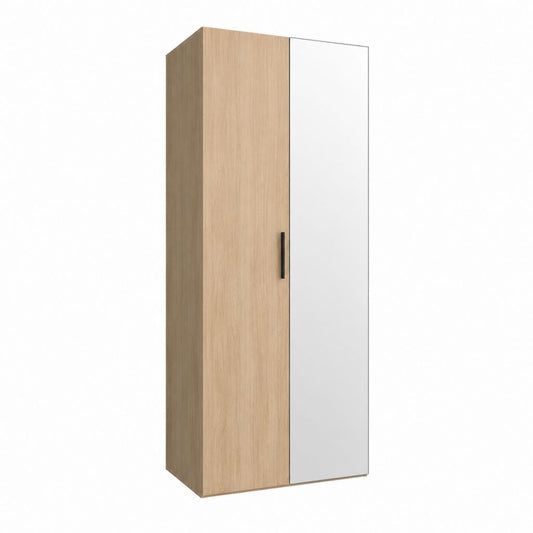 Kleiderschrank 2-türig Eiche-Optik Weiß Spanplatte rechteckig 80 x 52 x 190 cm