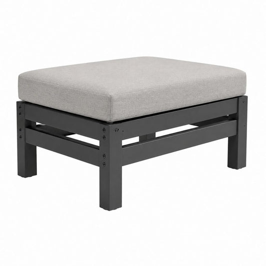 Gartenhocker mit Kissen grau schwarz Aluminium rechteckig 70 x 70 x 39 cm