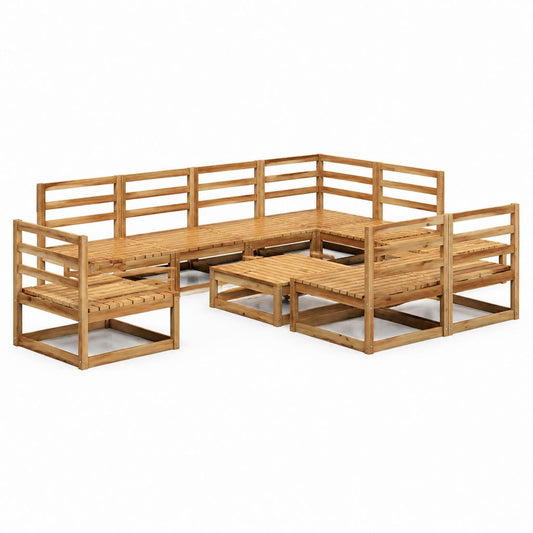Gartenlounge Set 5-teilig Naturbraun Akazien-Massivholz L-Form 210 x 210 x 67 cm