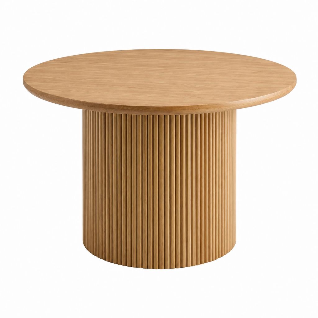 Couchtisch helles Eichenfurnier MDF rund Ø 80 cm Höhe 45 cm