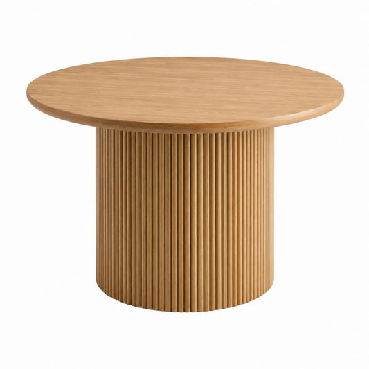 Couchtisch helles Eichenfurnier MDF rund Ø 80 cm Höhe 45 cm