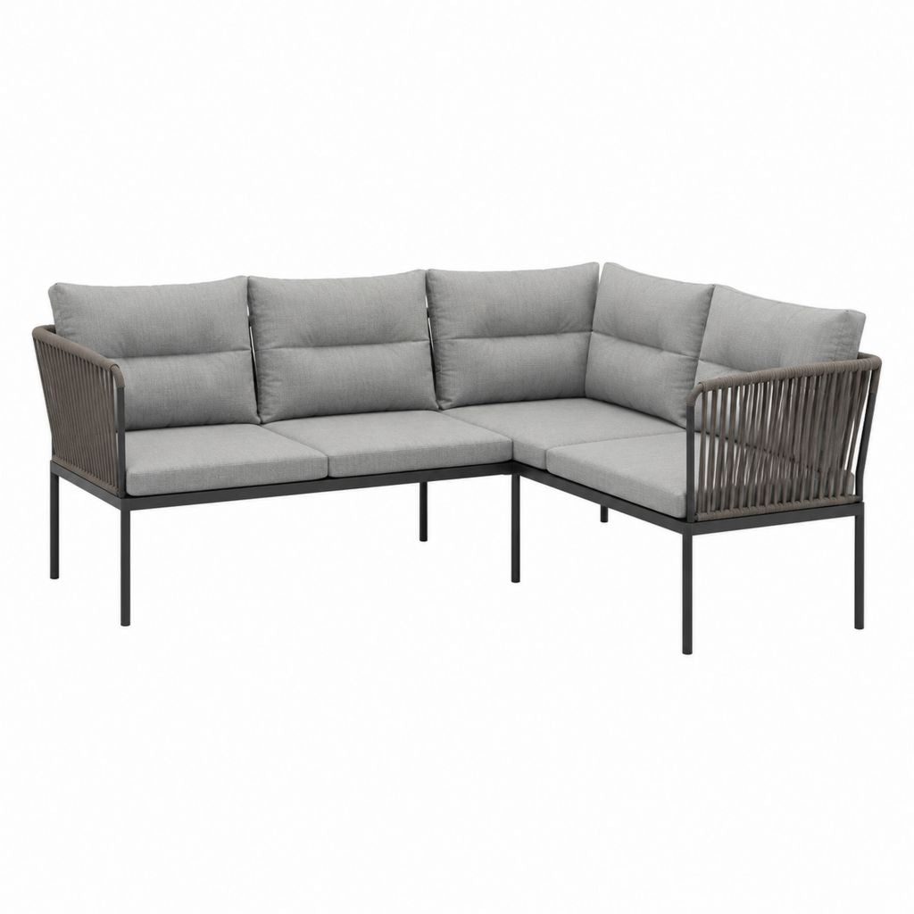Garten Ecksofa 3-Sitzer Grau Aluminium Polypropylen 210 x 210 x 75 cm